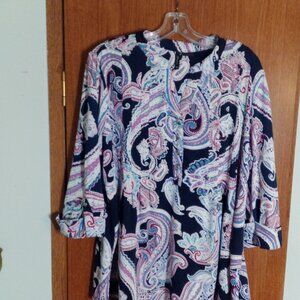 New Directions Curvy Womens Long Sleeve Blouse